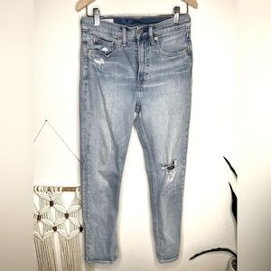 Gap denim high-rise, skinny, distressed, light wash jeans